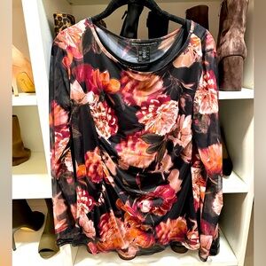 WHBM Sheer floral blouse with attached cami size L